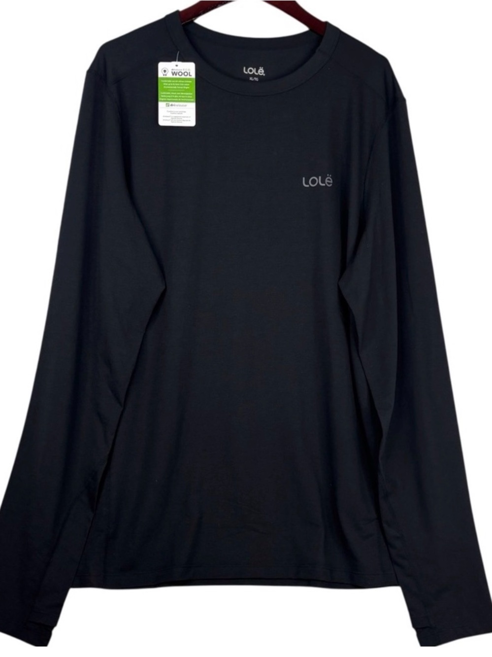 Lole Shirts | Nwt Black Lole Dry Release Wool Blend Long Sleeve Crew Neck Base
